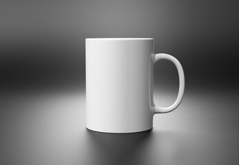 Isolated mug mockup on grey. Blank coffee cup template. 3D rendering