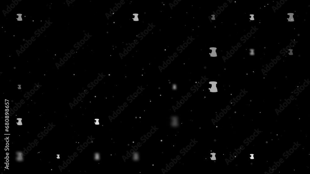 Poster template animation of evenly spaced sanding machine symbols of different sizes and opacity. animatio
