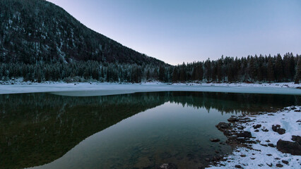 Cold evening at the lakes of Fusine