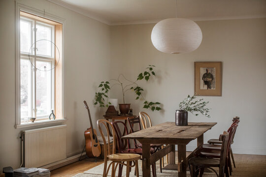 Dining table and chairs in house