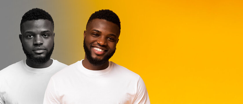 Portraits Of Young Black Man In Different Mood States