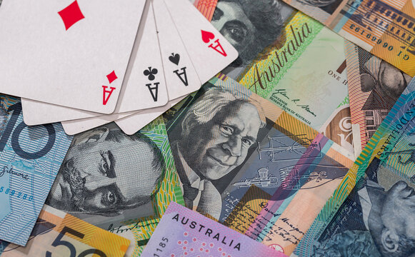 Combination of four aces on australian dollar banknotes