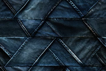 Fotobehang dark blue denim texture background jeans seamless pattern with seams textile © alexkoral