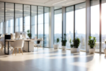 Fototapeta premium Blur background interior design of modern office contemporary workspace
