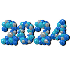 2024 blue and gray balloon text effect