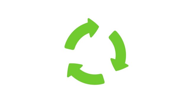 The green arrow repeats in a circle. The concept of recycling waste to save the world