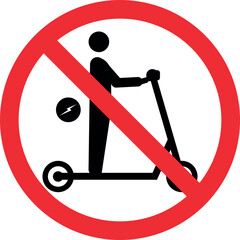 No electric scooter sign. e bikes not allowed. Forbidden signs and symbols.