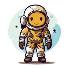 Cute Astronaut Cartoon. Astronaut cartoon sticker, apparel t-shirt, logo mascot