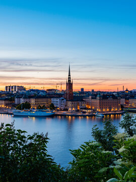 Sunset over city of Stockholm,Sweden