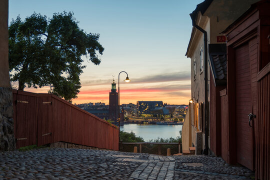 Stockholm at sunset in Sweden