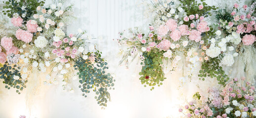 Wedding backdrop background,  flower decoration
