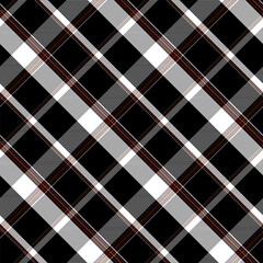 Check Plaid Seamless Pattern, Diagonal Gingham In Black and White Multi Stripe, Tartan Simple Windowpane Classic Timeless Grid