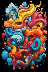 Abstract Art: A chaotic blend of colors and shapes for art admirers. Professional t-shirt design vector,
