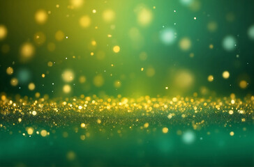 Abstract of golden glitter sand particles background with shiny bokeh lights from small elements
