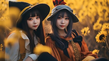 Fototapeta premium ハロウィンで仮装する女性