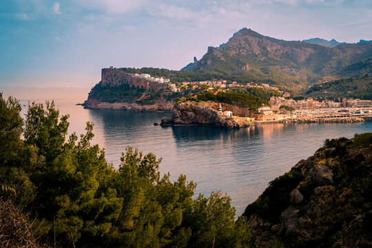 Coastline and Port de Soller in Mallorca,Spain