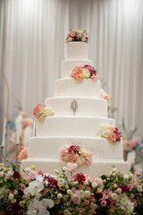 Beautiful wedding cake with blur background
