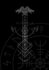 Magische Wikinger Symbole - Runenkreis mit Wolfskopf