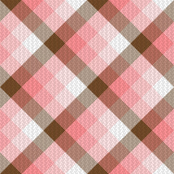 Check Plaid Seamless Pattern, Diagonal Gingham Vector Pixel in Black and Pink Tartan Background Graphic for Fashion