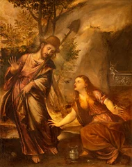 Fototapeten VICENZA, ITALY - NOVEMBER 6, 2023: The painting of The Christ's Appearance to Mary Magdalene after the resurrection "Noli me tangere" from the chruch Basilica dei Santi Felice e Fortunato.  © Renáta Sedmáková