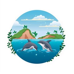 Obraz na płótnie Canvas a baby dolphins inspiring a love for marine life