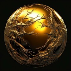 a ball of energy gold color black background