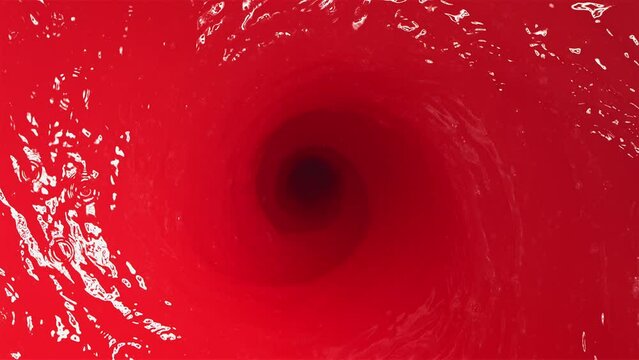 Slow Motion Shot of Red Emty Juice Beverage Whirl Background