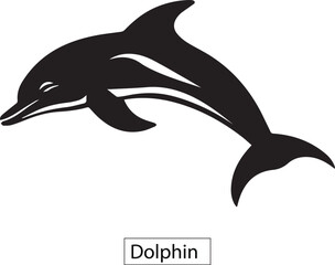 Dolphin silhouette isolated on white background 