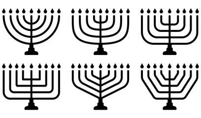 Set of Menorah icon. Jewish Holiday sign. Menorah icon for Hanukkah. Vector illustration.
