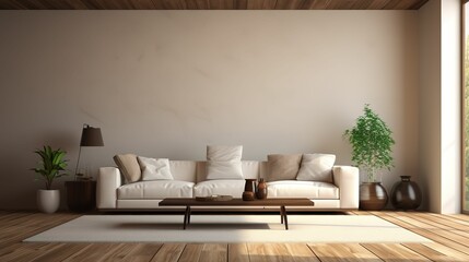 Luxury Minimalism: Empty Modern Living Room Interior