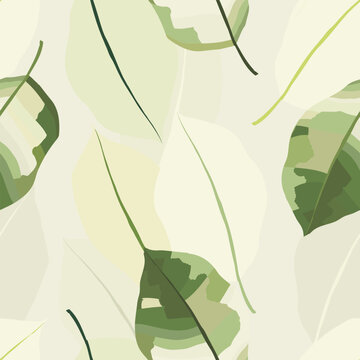Modern light minimal leaves print. Hand drawn collage contemporary seamless pattern. 