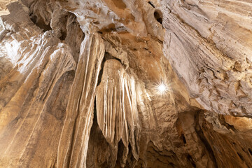 Stalactites of Guixas Cave, Huesca in Spain