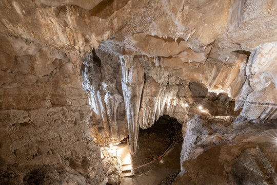 Stalactites of Guixas Cave, Huesca in Spain