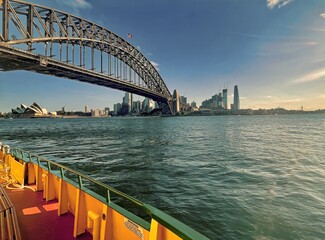Sydney Harbour Bridge by Ferry at Sunset