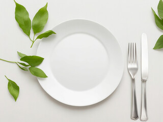 top view of blank menu paper on plate with cut