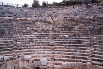 Close-up of steps in an ancient amphitheater