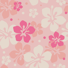 floral tropical Hawaiian seamless pattern background with abstract hibiscus flower. AAPI background, modern creative print. Pink cute summer vacation wallpaper