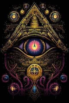 Mystical Occult: Occult symbols and mystical imagery for the curious. Professional tshirt design vector
