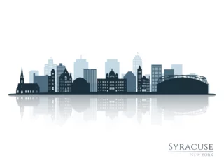 Foto op Plexiglas Syracuse skyline silhouette with reflection. Landscape Syracuse, NY. Vector illustration. © greens87