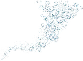 Underwater Sparkling Air Bubbles Flow