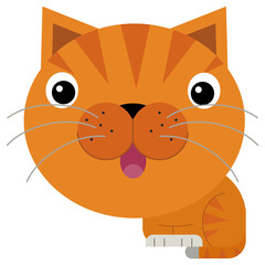 cartoon scene with happy cat doing something looking isolated illustration for children