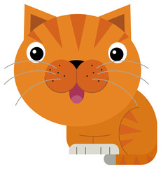 cartoon scene with happy cat doing something looking isolated illustration for children