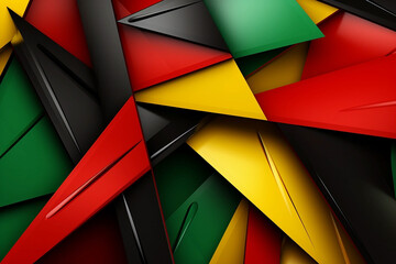 Fototapeta premium Abstract geometric black, red, yellow, green color background