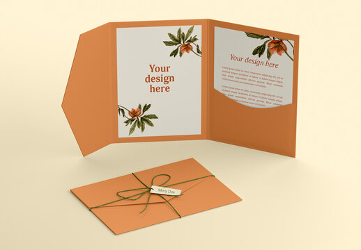 Open and Closed Pocketfold Invitation Mockup