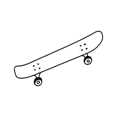 Skateboard vector icon in doodle style. Symbol in simple design. Cartoon object hand drawn isolated on white background.