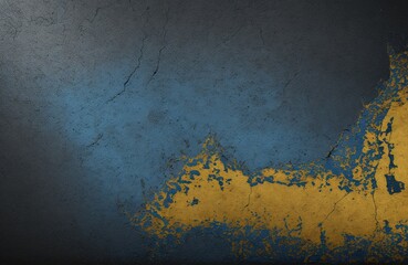Dark blue and yellow shabby old concrete wall texture. Dark blue and yellow old grunge concrete wall background.