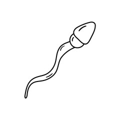 Sperm vector icon in doodle style. Symbol in simple design. Cartoon object hand drawn isolated on white background.