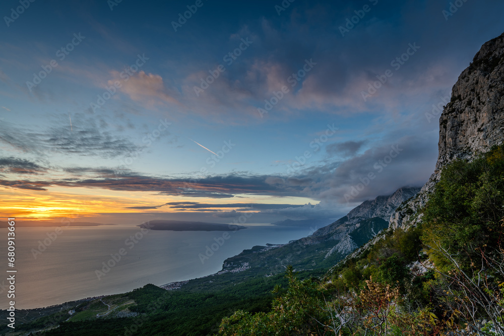 Wall mural spectacular view of the viewpoint in nature park biokovo,dalmatia,croatia