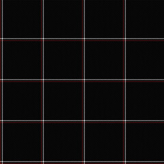 Check Plaid Seamless, Black, White and Red, Tartan Simple Windowpane Classic Line Grid with Herringbone Pattern