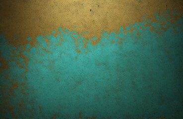 Emerald and yellow shabby old concrete wall texture. Emerald and yellow old grunge concrete wall background. Generative AI